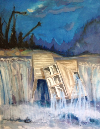 Weeping House Falling, 2014 | 30" x 24" Gouache, graphite, oil stick